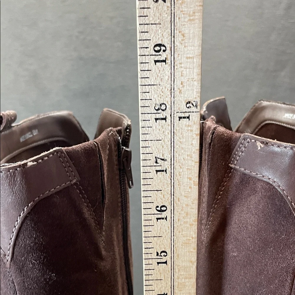 Elegant Brown leather suede below‎ the knee elegant boots